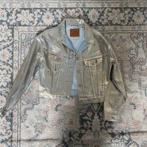 Levi's Women's Silver Metallic Denim Trucker Jacket
